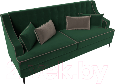 Диван Лига Диванов Марк 258 (велюр зеленый/кант коричневый)
