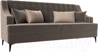 Диван Лига Диванов Марк 258 (велюр коричневый/кант бежевый) - фото