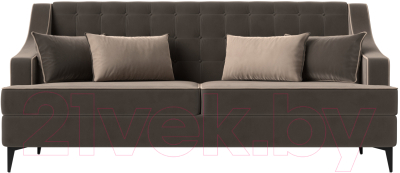 Диван Лига Диванов Марк 258 (велюр коричневый/кант бежевый)