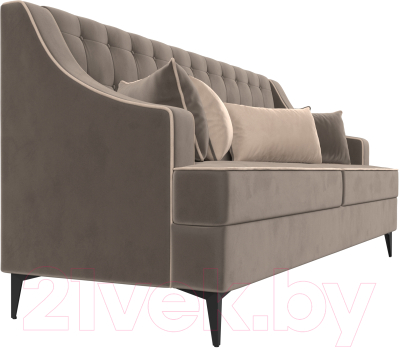 Диван Лига Диванов Марк 258 (велюр коричневый/кант бежевый)