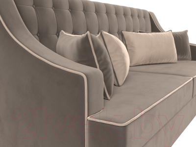 Диван Лига Диванов Марк 258 (велюр коричневый/кант бежевый)