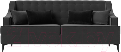 Диван Лига Диванов Марк 258 (велюр серый/кант черный)