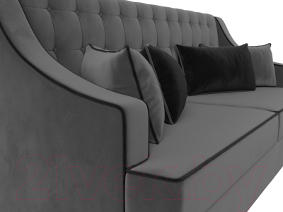 Диван Лига Диванов Марк 258 (велюр серый/кант черный)