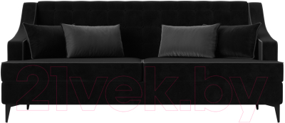Диван Лига Диванов Марк 258 (велюр черный/кант серый)