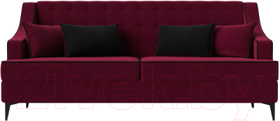 Диван Лига Диванов Марк 258 (микровельвет бордовый/кант черный)