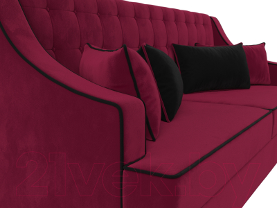 Диван Лига Диванов Марк 258 (микровельвет бордовый/кант черный)