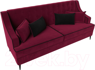 Диван Лига Диванов Марк 258 (микровельвет бордовый/кант черный)
