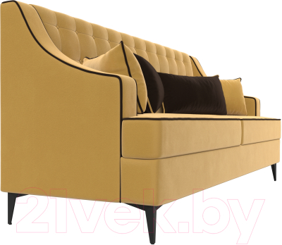 Диван Лига Диванов Марк 258 (микровельвет желтый/кант коричневый)