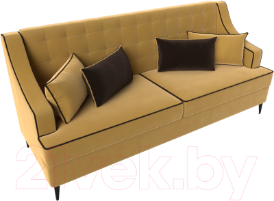 Диван Лига Диванов Марк 258 (микровельвет желтый/кант коричневый)