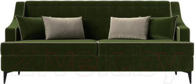 Диван Лига Диванов Марк 258 (микровельвет зеленый/кант бежевый)