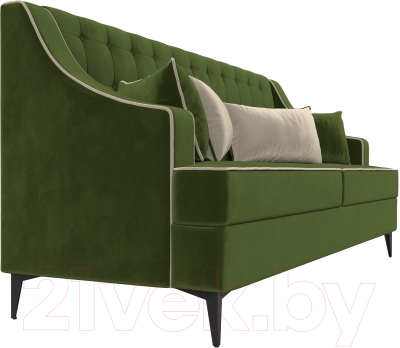 Диван Лига Диванов Марк 258 (микровельвет зеленый/кант бежевый)