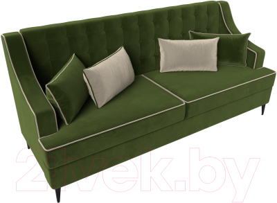 Диван Лига Диванов Марк 258 (микровельвет зеленый/кант бежевый)