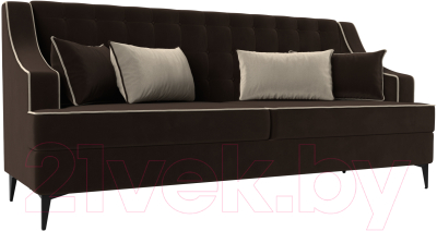 Диван Лига Диванов Марк 258 (микровельвет коричневый/кант бежевый) - фото