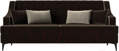 Диван Лига Диванов Марк 258 (микровельвет коричневый/кант бежевый)