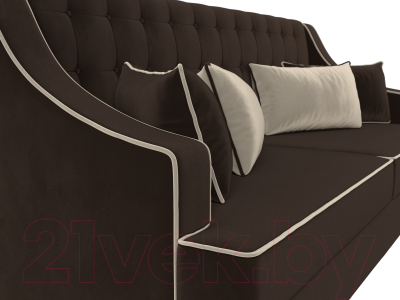 Диван Лига Диванов Марк 258 (микровельвет коричневый/кант бежевый)