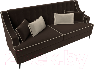 Диван Лига Диванов Марк 258 (микровельвет коричневый/кант бежевый)