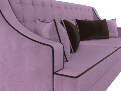 Диван Лига Диванов Марк 258 (микровельвет сиреневый/кант коричневый)
