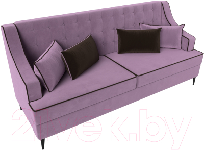Диван Лига Диванов Марк 258 (микровельвет сиреневый/кант коричневый)