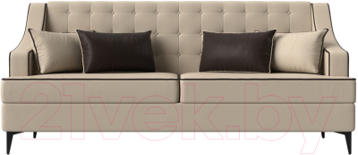 Диван Лига Диванов Марк 258 / 111919 (экокожа бежевый/кант коричневый)