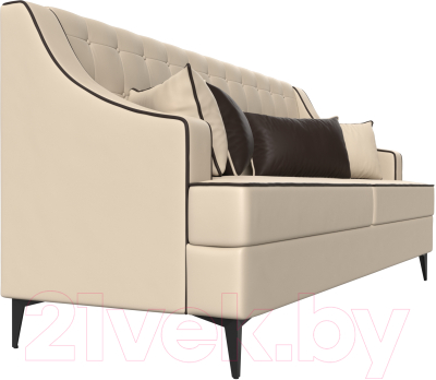 Диван Лига Диванов Марк 258 / 111919 (экокожа бежевый/кант коричневый)
