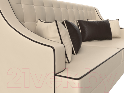 Диван Лига Диванов Марк 258 / 111919 (экокожа бежевый/кант коричневый)