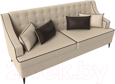 Диван Лига Диванов Марк 258 / 111919 (экокожа бежевый/кант коричневый)
