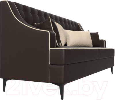 Диван Лига Диванов Марк 258 / 111921 (экокожа коричневый/кант бежевый)