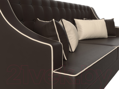 Диван Лига Диванов Марк 258 / 111921 (экокожа коричневый/кант бежевый)