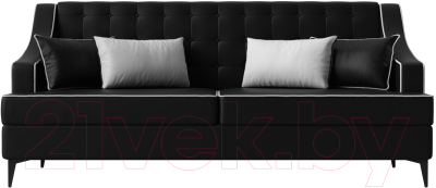 Диван Лига Диванов Марк 258 / 111922 (экокожа черный/кант белый)
