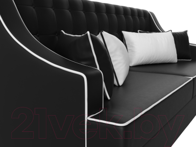 Диван Лига Диванов Марк 258 / 111922 (экокожа черный/кант белый)