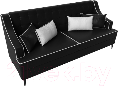 Диван Лига Диванов Марк 258 / 111922 (экокожа черный/кант белый)