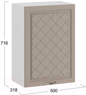 Шкаф навесной для кухни ТриЯ Бьянка 1В5 (белый/дуб кофе)