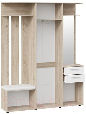 Секция в прихожую ТриЯ Витра тип 2 (дуб сонома/белый ясень)