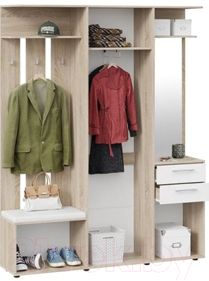 Секция в прихожую ТриЯ Витра тип 2 (дуб сонома/белый ясень)