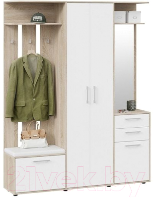Секция в прихожую ТриЯ Витра тип 2 (дуб сонома/белый ясень)