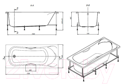 Ванна акриловая Roca BeCool 170x80 / ZRU9302852