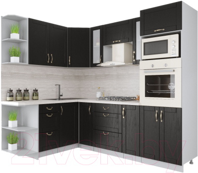 Готовая кухня Интерлиния Мила Крафт 1.68x2.4 левая - фото