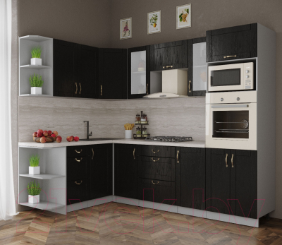 Готовая кухня Интерлиния Мила Крафт 1.68x2.6 левая