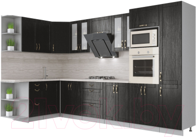 Готовая кухня Интерлиния Мила Крафт 1.68x3.4 левая - фото