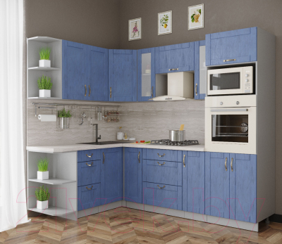 Готовая кухня Интерлиния Мила Крафт 1.68x2.4 левая