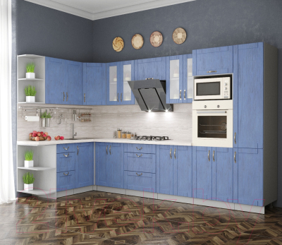 Готовая кухня Интерлиния Мила Крафт 1.68x3.4 левая