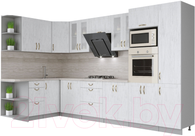 Готовая кухня Интерлиния Мила Крафт 1.68x3.4 левая - фото