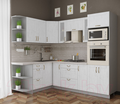 Готовая кухня Интерлиния Мила Крафт 1.68x2.4 левая