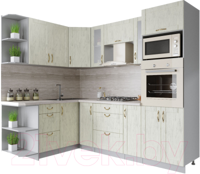 Готовая кухня Интерлиния Мила Крафт 1.68x2.4 левая - фото