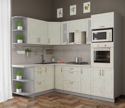 Готовая кухня Интерлиния Мила Крафт 1.68x2.4 левая