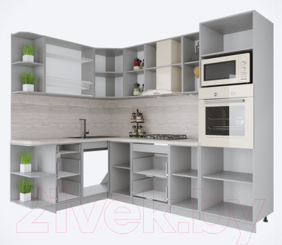 Готовая кухня Интерлиния Мила Крафт 1.68x2.6 левая