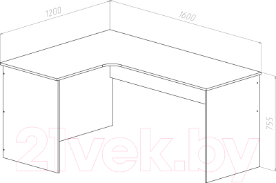 Письменный стол МДК СПУ-П угловой 1600x1200x755 (правый, дуб млечный)