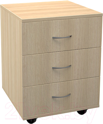 Тумба МДК ТБ3 выкатная с 3 ящиками 454x456x530 (дуб млечный) - фото