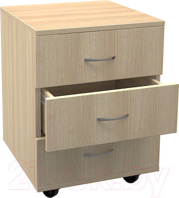 Тумба МДК ТБ3 выкатная с 3 ящиками 454x456x530 (дуб млечный)
