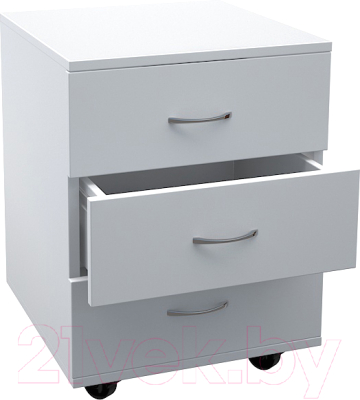 Тумба МДК ТБ3 выкатная с 3 ящиками 454x456x530 (белый)